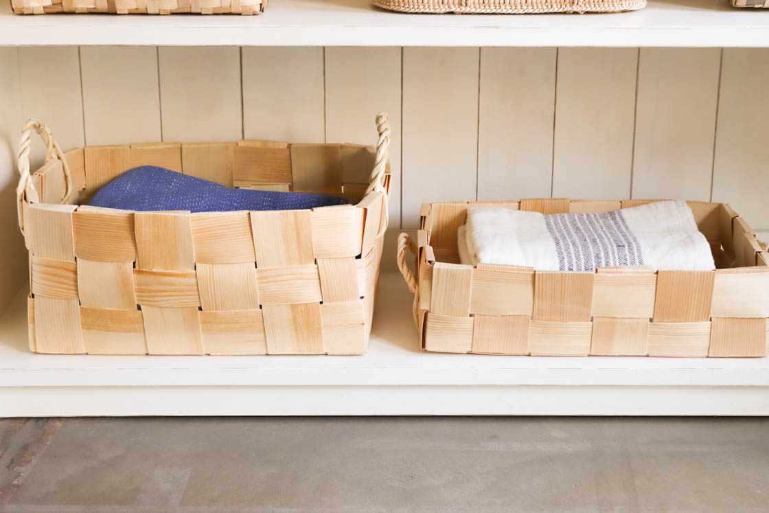 エストニア パイン 収納かご (深)