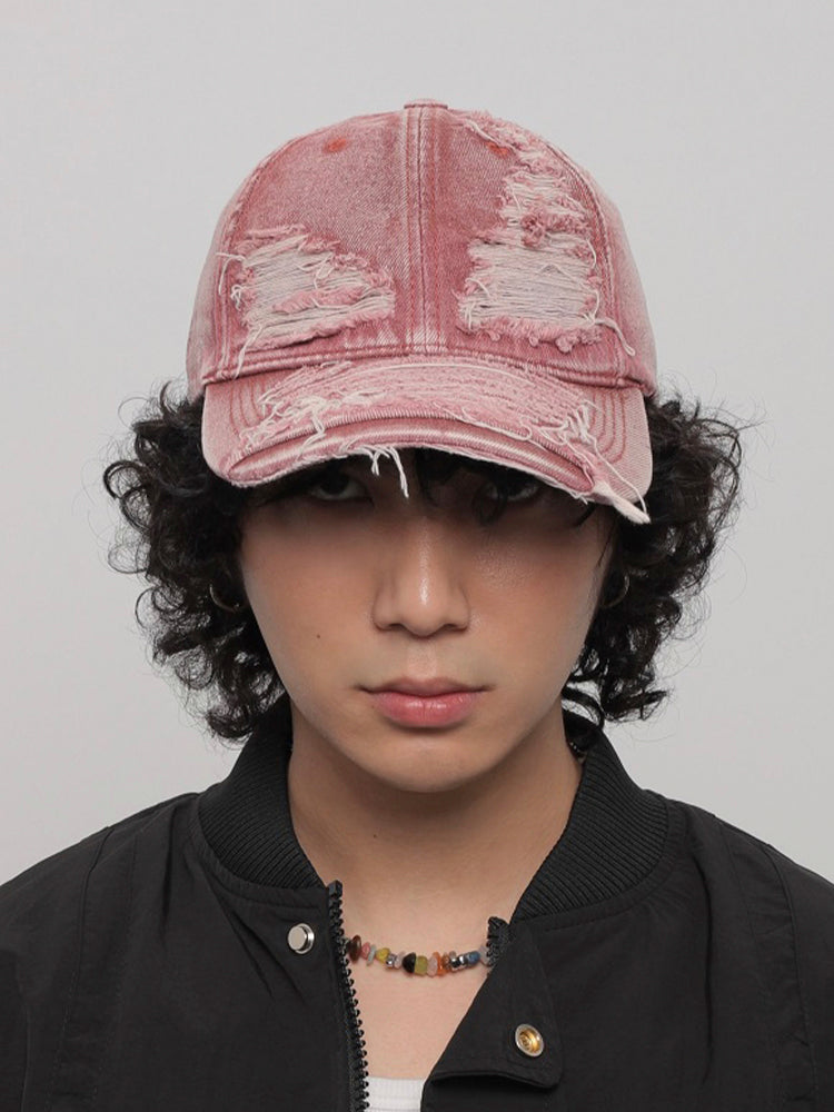 ダメージ加工ヴィンテージデニムキャップ