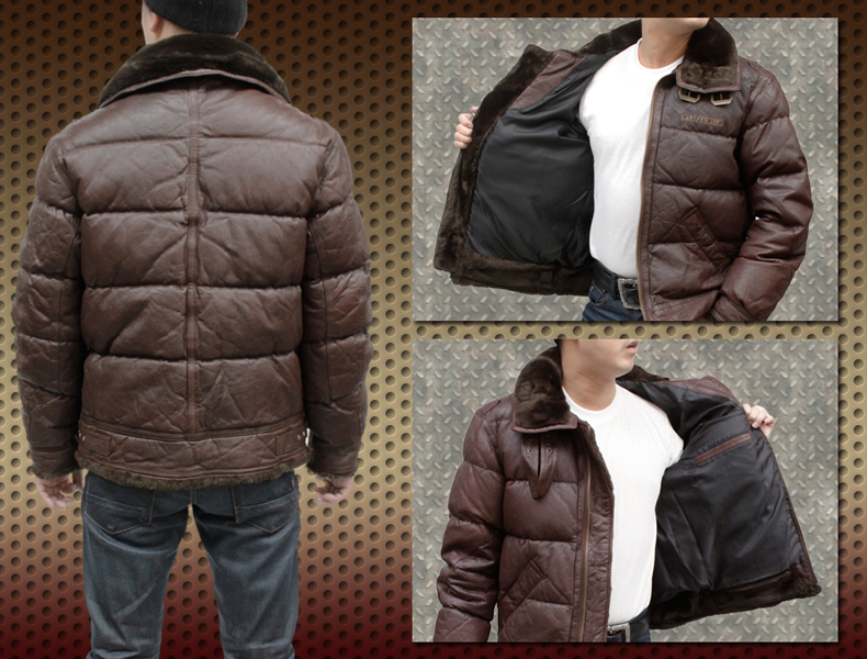 AVIREX メンズ ラムスキン B-3 ダウンジャケット 6131006