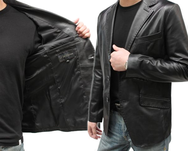 皮ジャケット メンズハンドステッチ 2つボタンテーラードジャケット