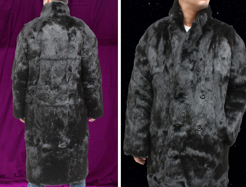 メンズ 毛皮コート （110cm） ラビットファー ロングコート 8753