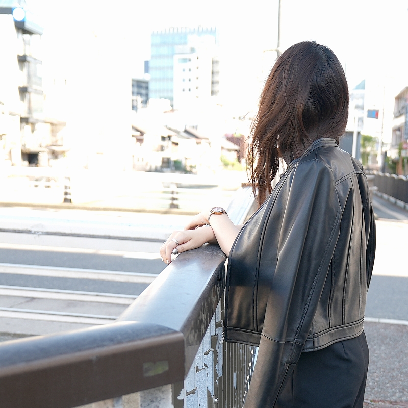 シングルライダースジャケット レディース ラムレザージャケット S/M/L