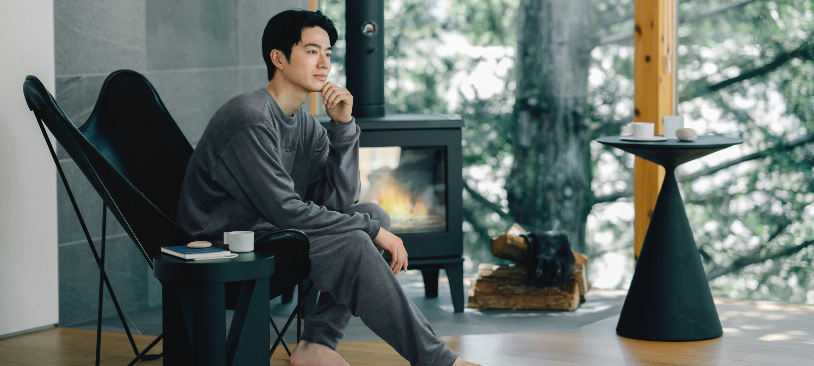 BAKUNE ベロア / 上下セット（長袖クルーネックシャツ・ロングパンツ