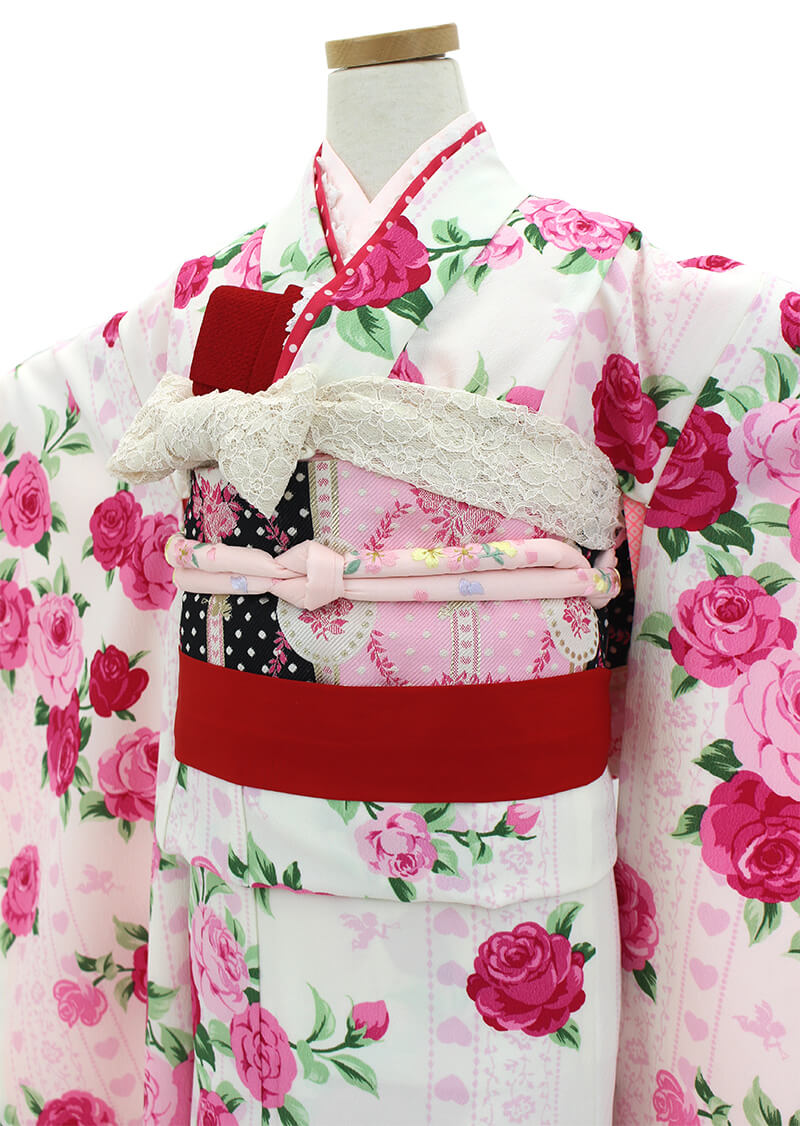 七五三レンタル｜七歳｜松田聖子さんプロデュース｜白 ピンク バラ