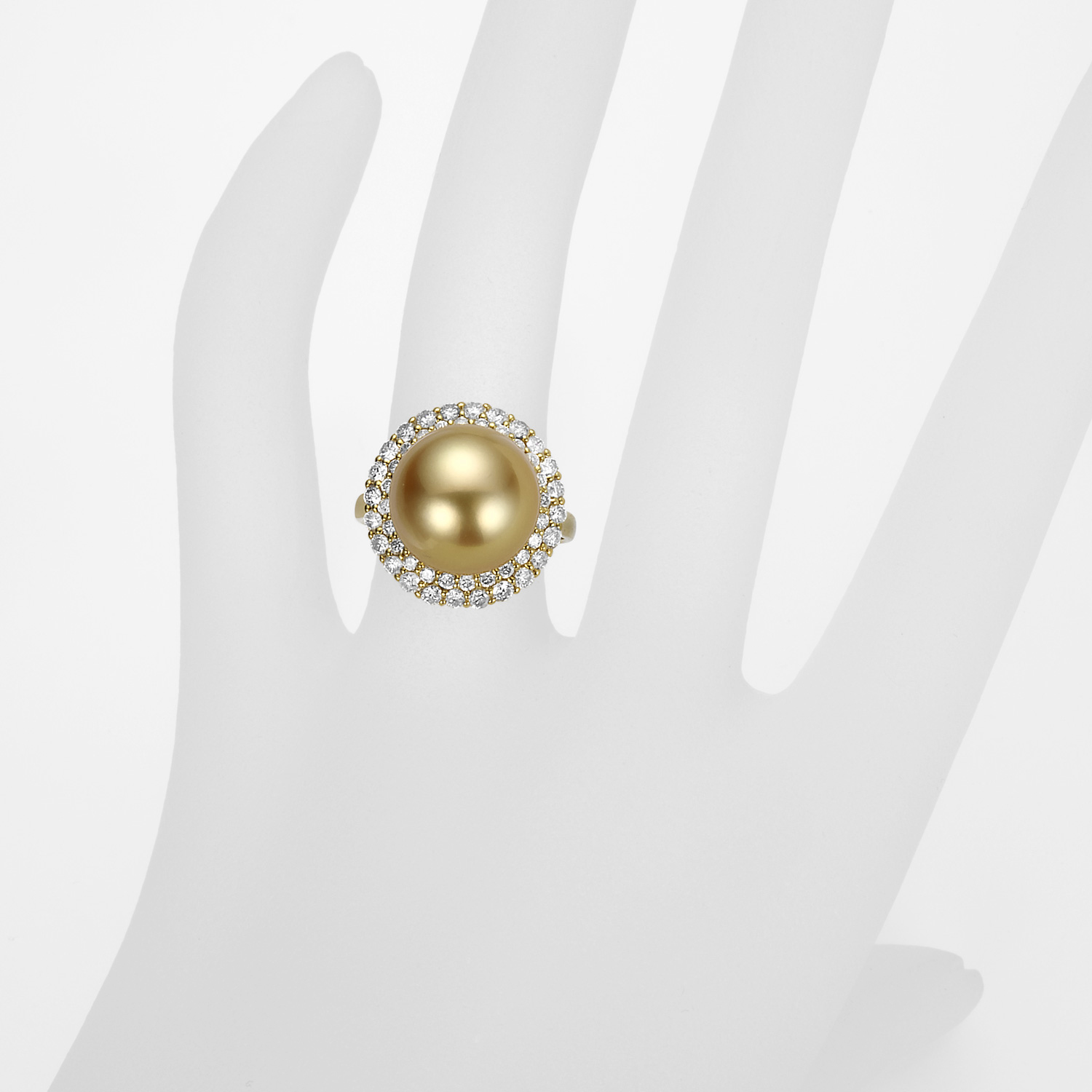 オーロラ茶金 K18 南洋ゴールドパール リング（12.1ミリ D1.00ct・無