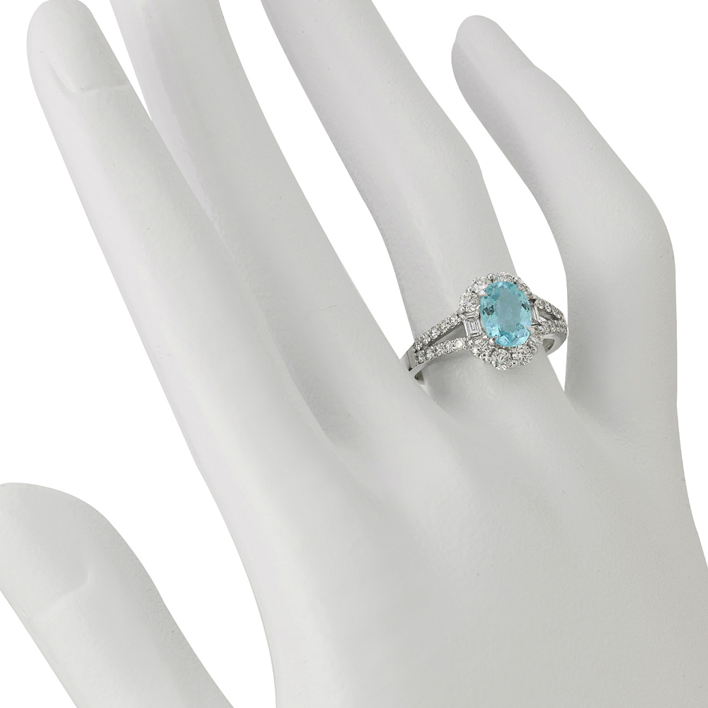 プラチナ パライバトルマリン リング （PA1.28ct D0.77ct）｜真珠卸