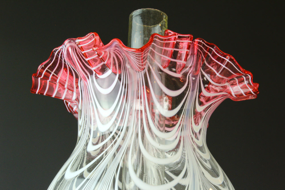 金赤かきあげ波状文赤色油壺台ランプ Z-D – 古福庵 [ KOFUKUAN