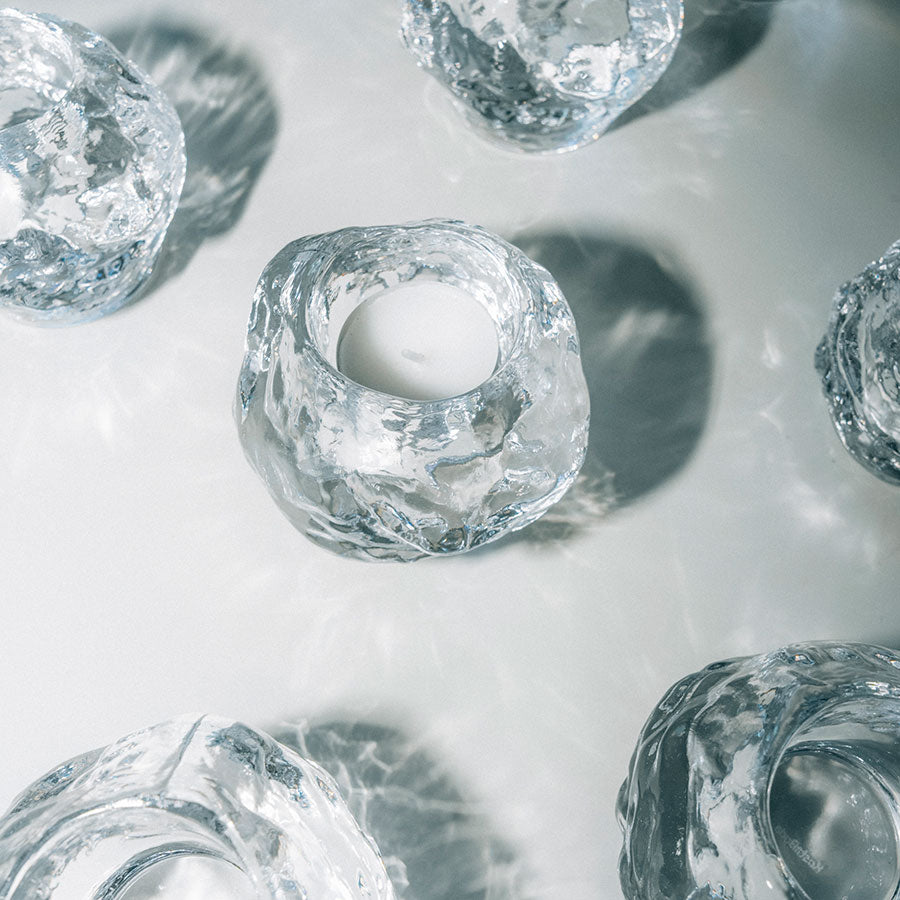 Kosta Boda Snowball Medium Clear Crystal Glass Votive Tea Light Candle