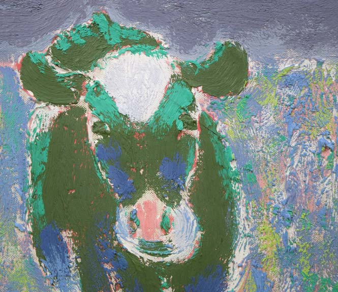 小島真佐吉「霧（牛）」油絵・F6号 絵画買取・販売の小竹美術