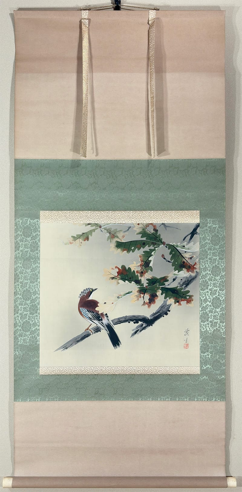 柏に橿鳥（かけす）｜新・古美術 高美堂（こうびどう）｜掛軸販売