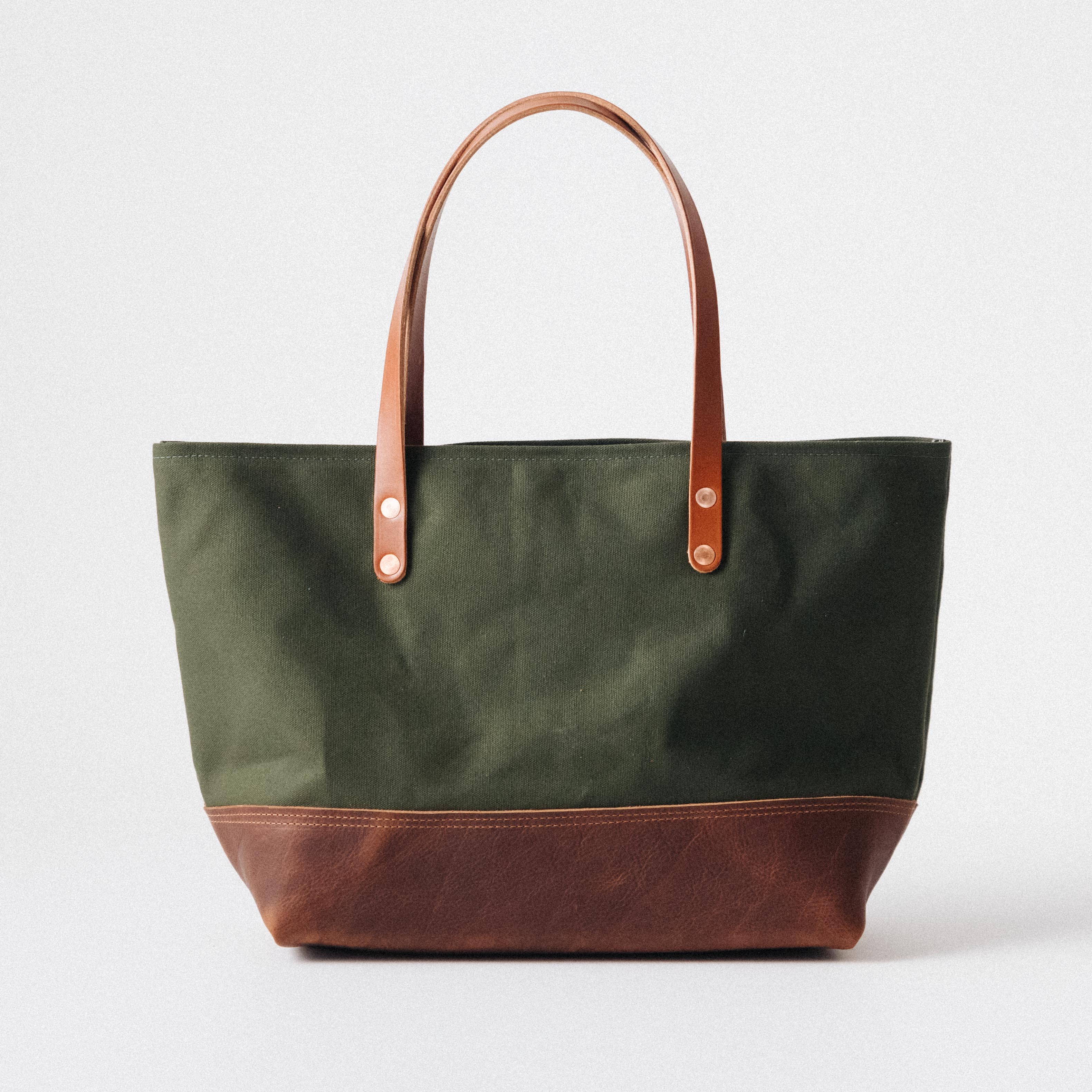 Green Canvas East West Panel Tote – KMM & Co.