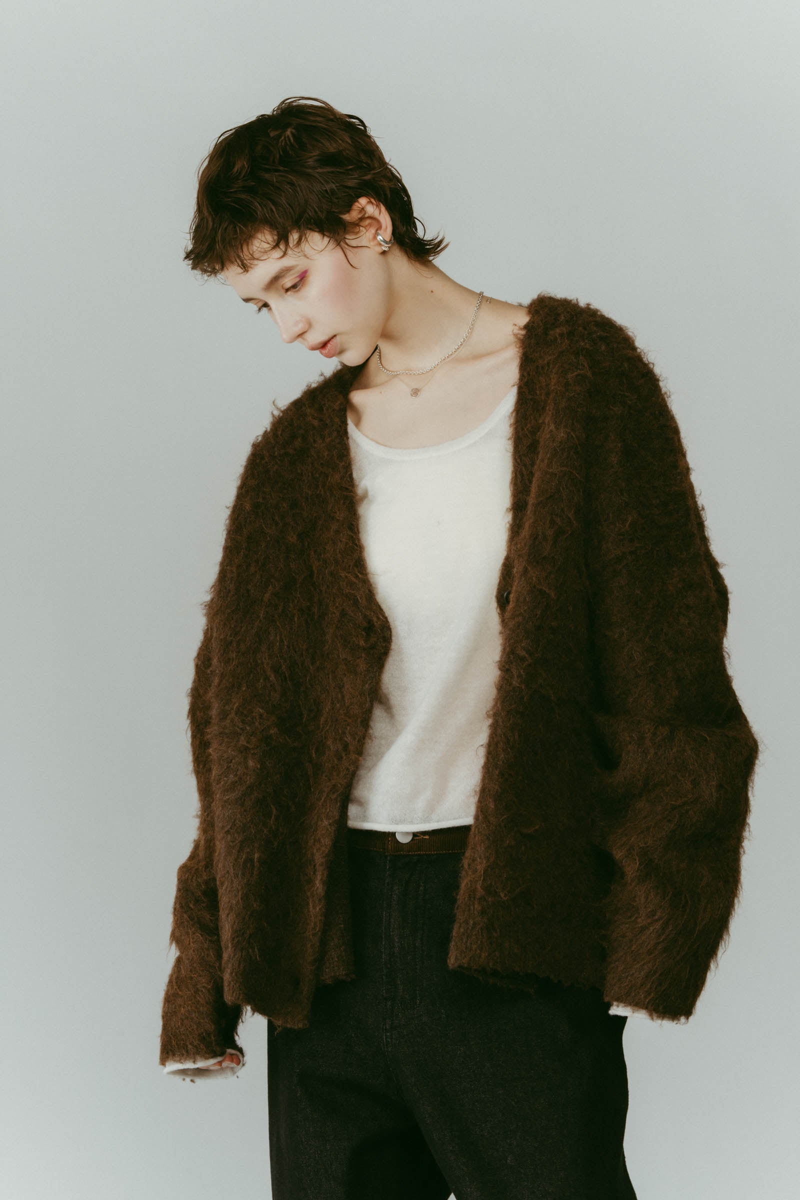 Vneck cardigan(unisex)/brown | KNUTH MARF