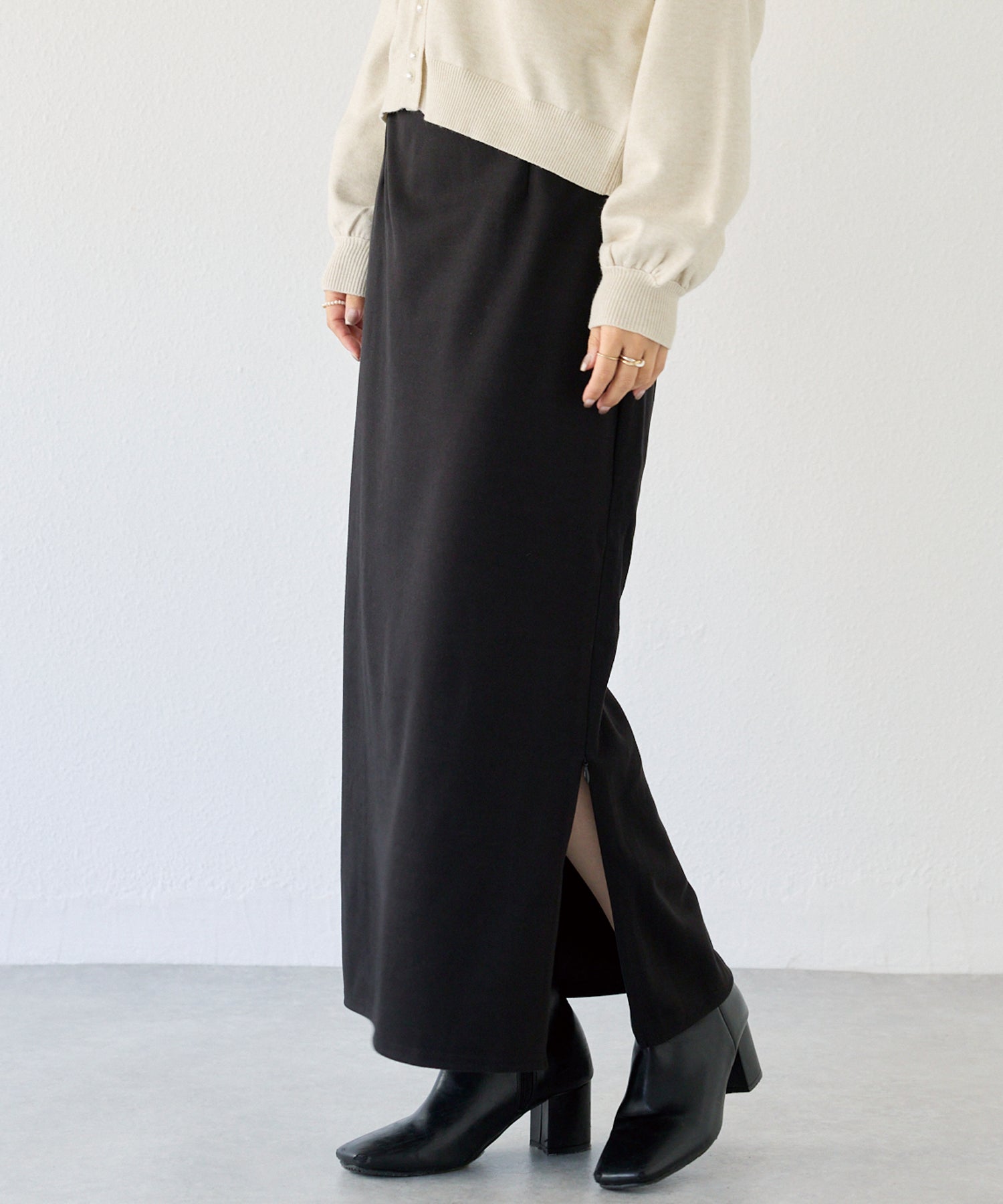 ウールライクカットナロースカート | ラビアンジェ-⼤きいサイズの
