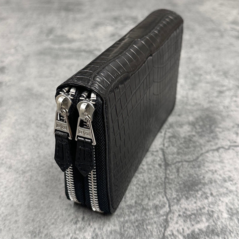 クロコダイル ダブルファスナー長財布 8175 - BLACK/ブラック – Le'sac