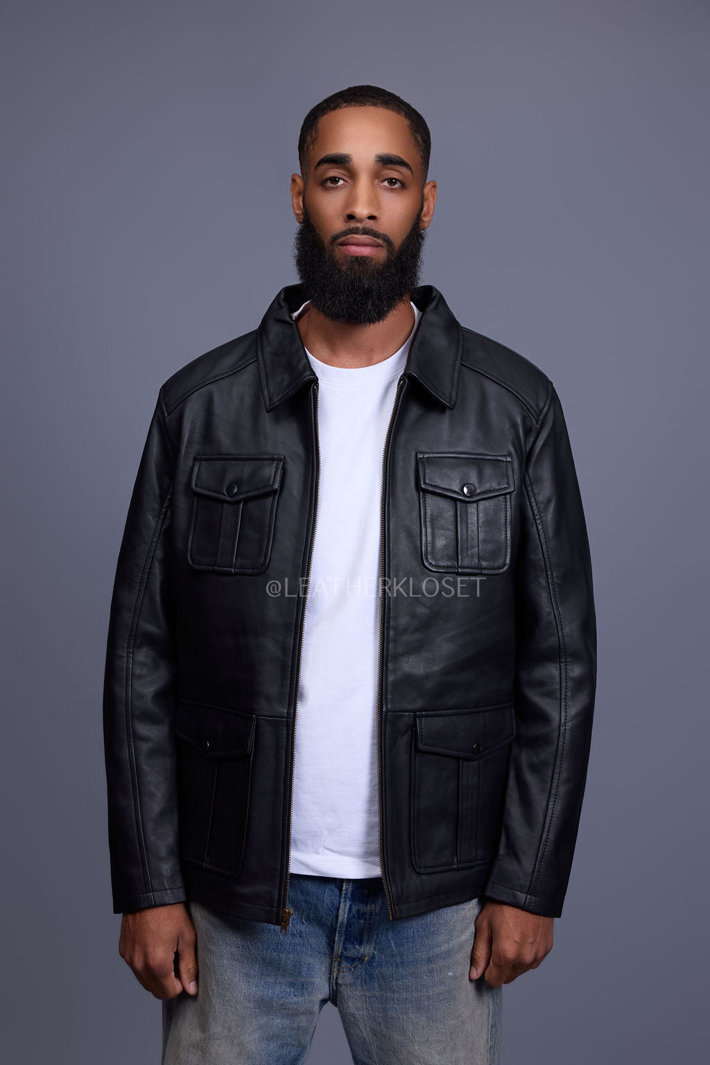 Men's Safari Leather Jacket [Black] – LeatherKloset