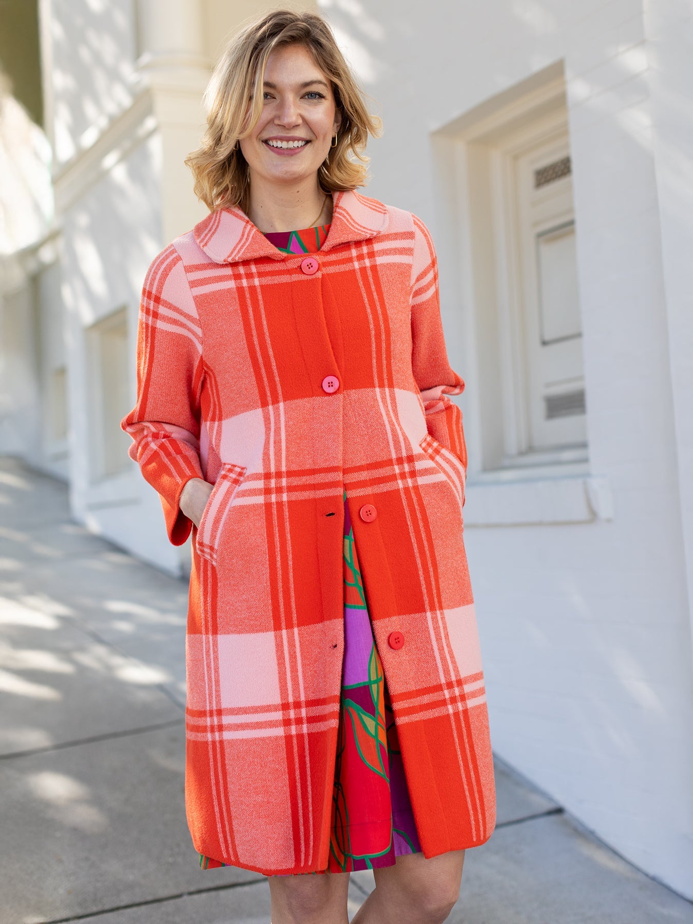 NATALIE coat Strawberry Pink Plaid – Lesley Evers
