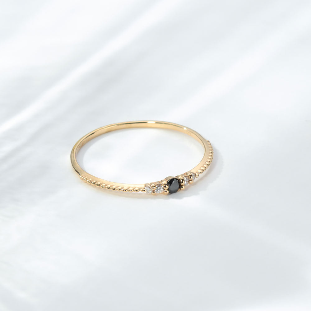 K10 誕生石 ミルデザインリング（4月：ブラックダイヤモンド）｜36