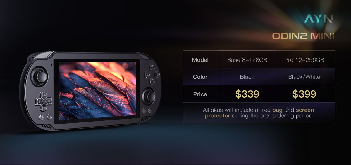 AYN Odin 2 Mini handheld game console with Snapdragon 8 Gen 2