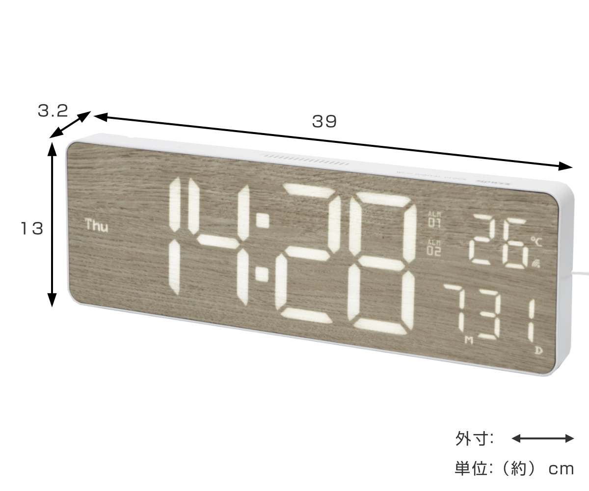 置き時計 LED Wi-Fi カレンダー機能付き 置き掛け兼用 SLOWER カミーノ
