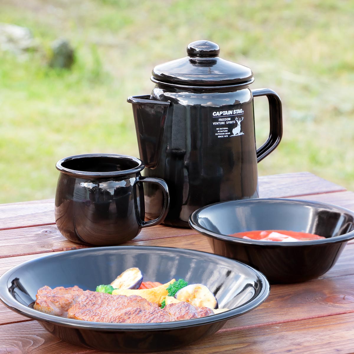 dショッピング |プレート ホーロー 22cm キャプテンスタッグ ブラック