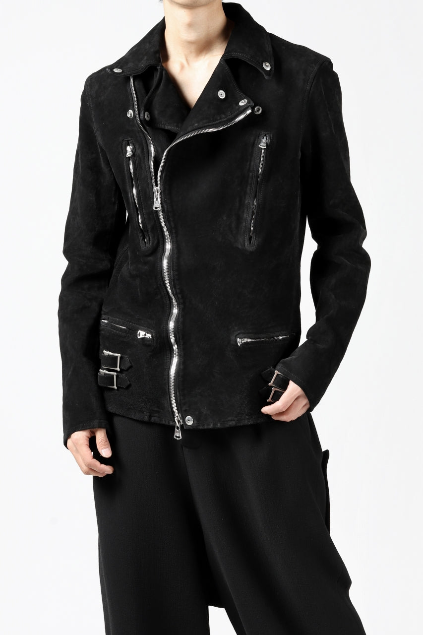 1878-06 ) JPカーフ白鞣し スエード 製品染め ダブルライダースの商品