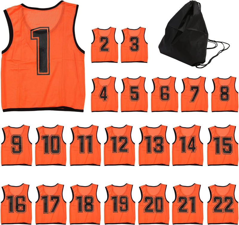 バスケットボール ビブス 4-8 & 15-20収納袋付き&メッシュビブス