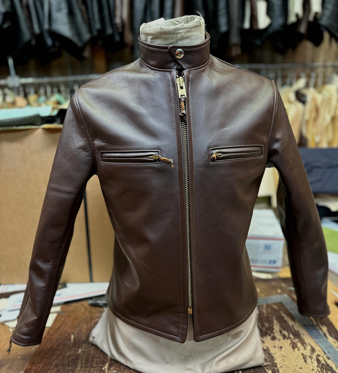 BUCO J100 Horsehide Leather Cafe Racer Motorcycle Jacket