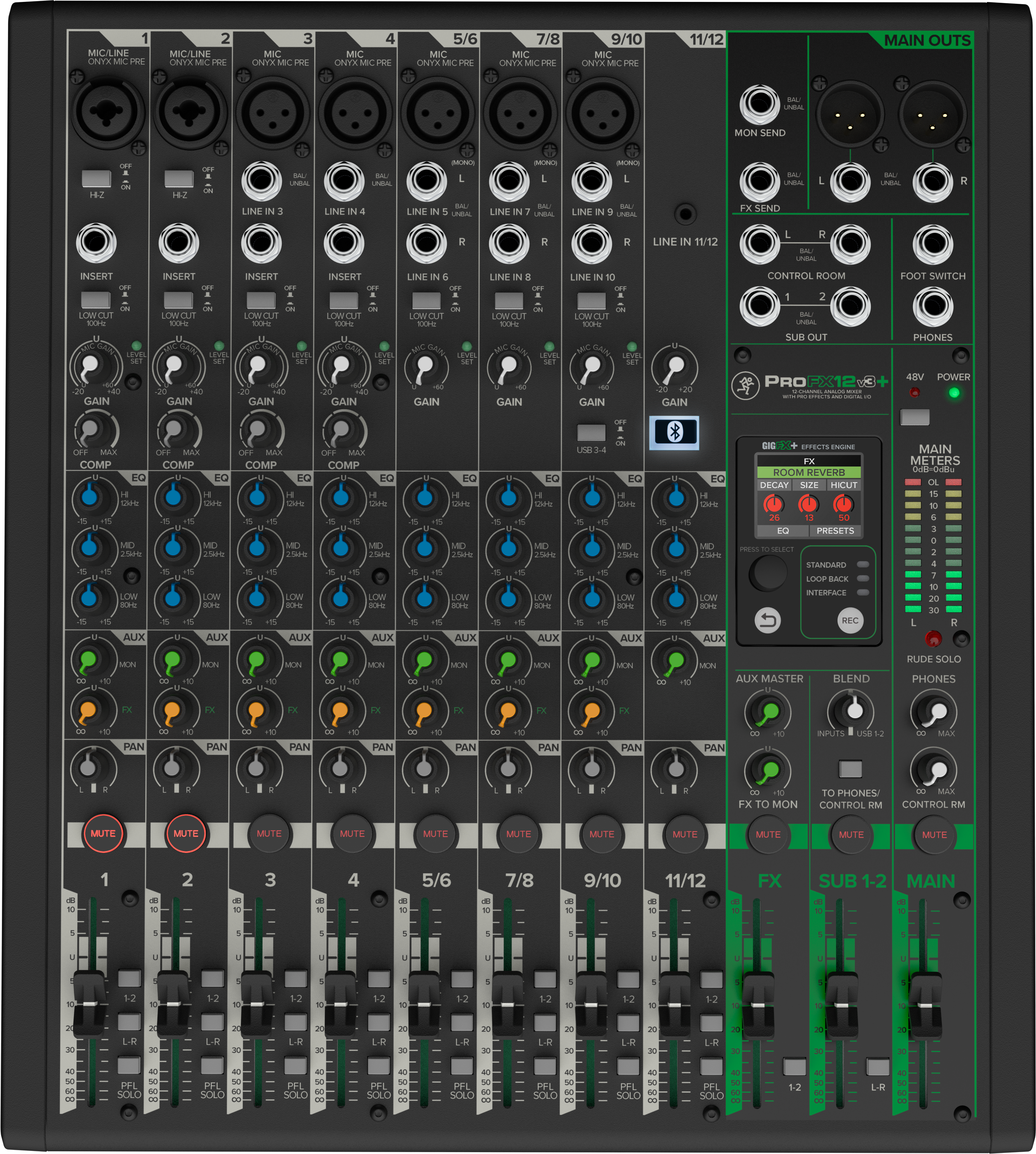 ProFX12v3+ 12チャンネルアナログミキサー WITH Enhanced FX、USB