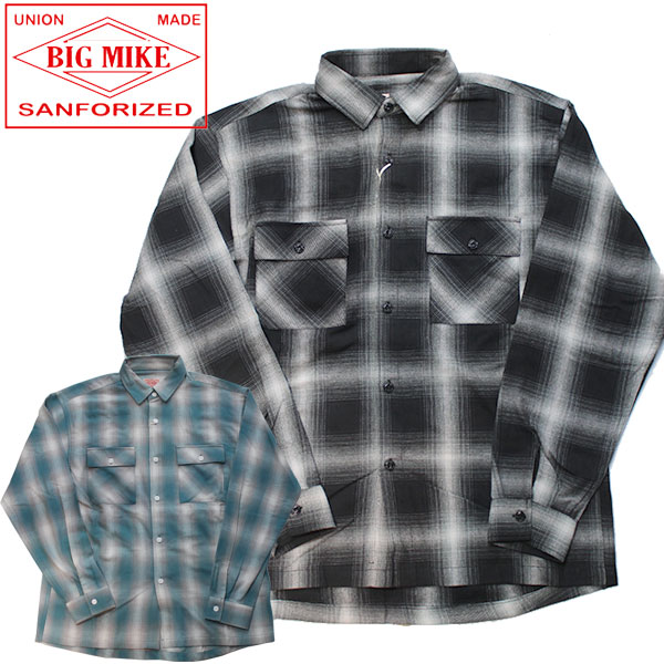 BIG MIKE（ビッグマイク）】Light Flannel Shirts Ombre Check Shirts