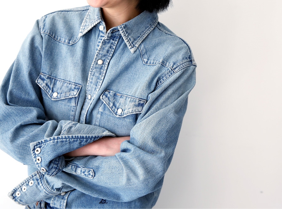 SHREDDED HEM WESTERN SH DENIM | SHIRT/BLOUSE | MADISONBLUE