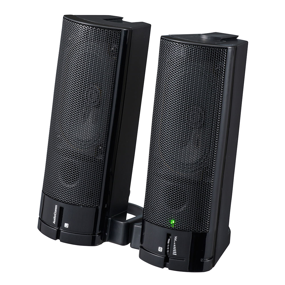 AudioComm USB電源ステレオスピーカー ブラック｜ASP-U155Z 03-5055