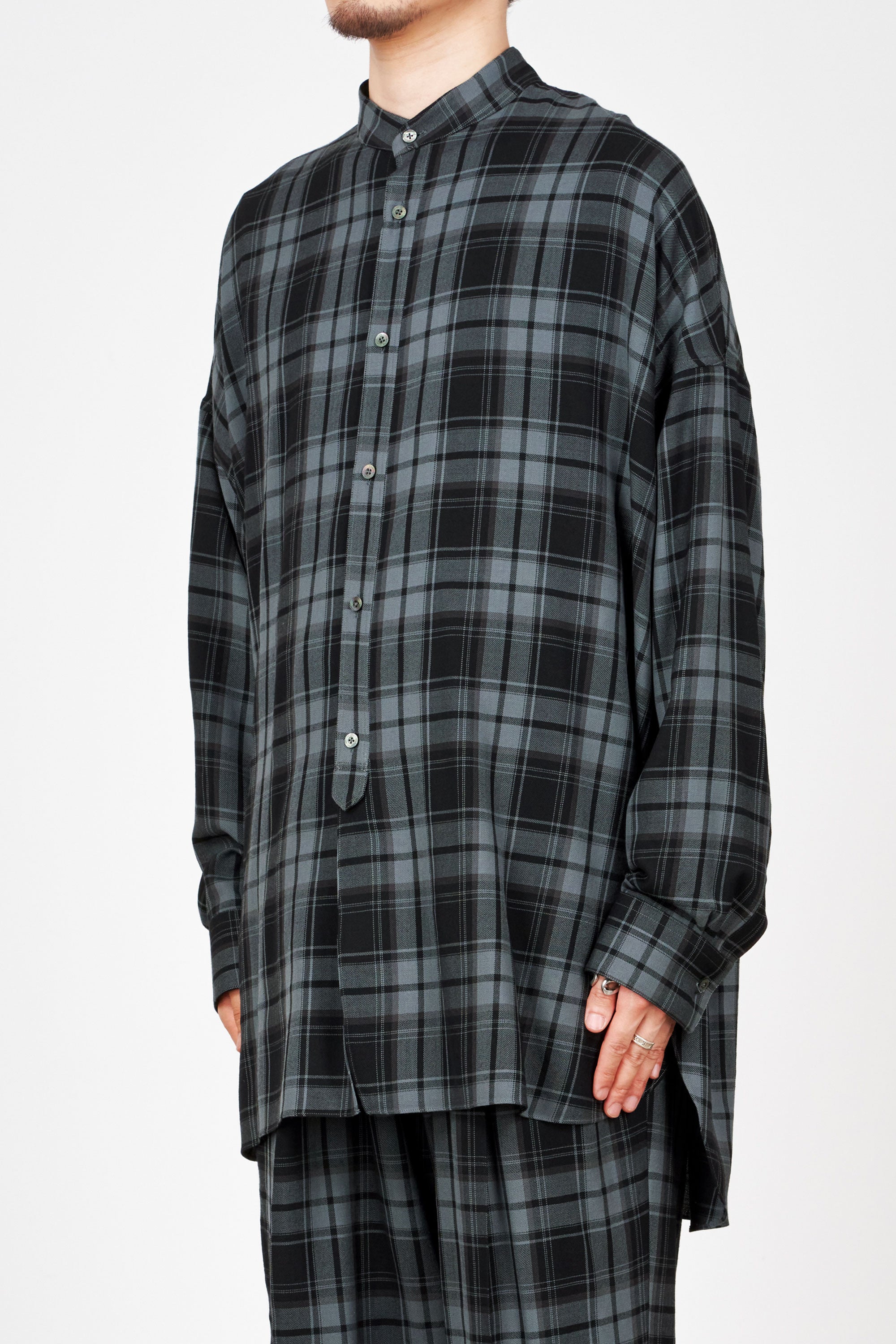 2/72オーガニックウールチェックヴィエラ / パジャマシャツ, Blue