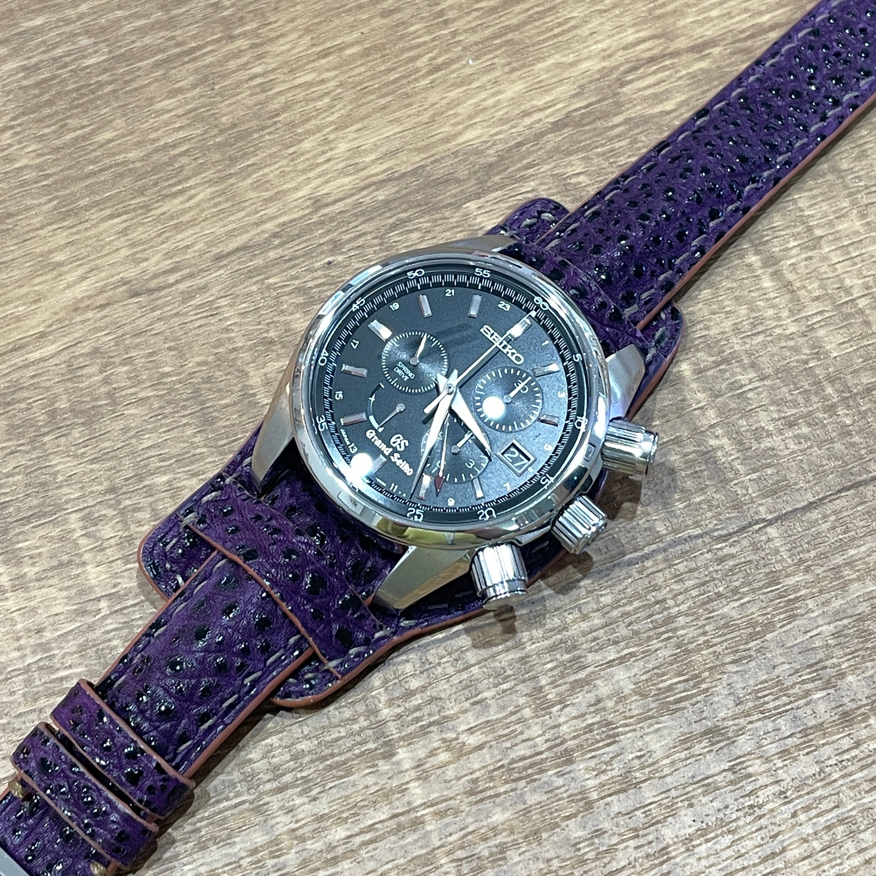 黒桟革【極】カスタムストラップ 杜若 21-18㎜ – 松下庵