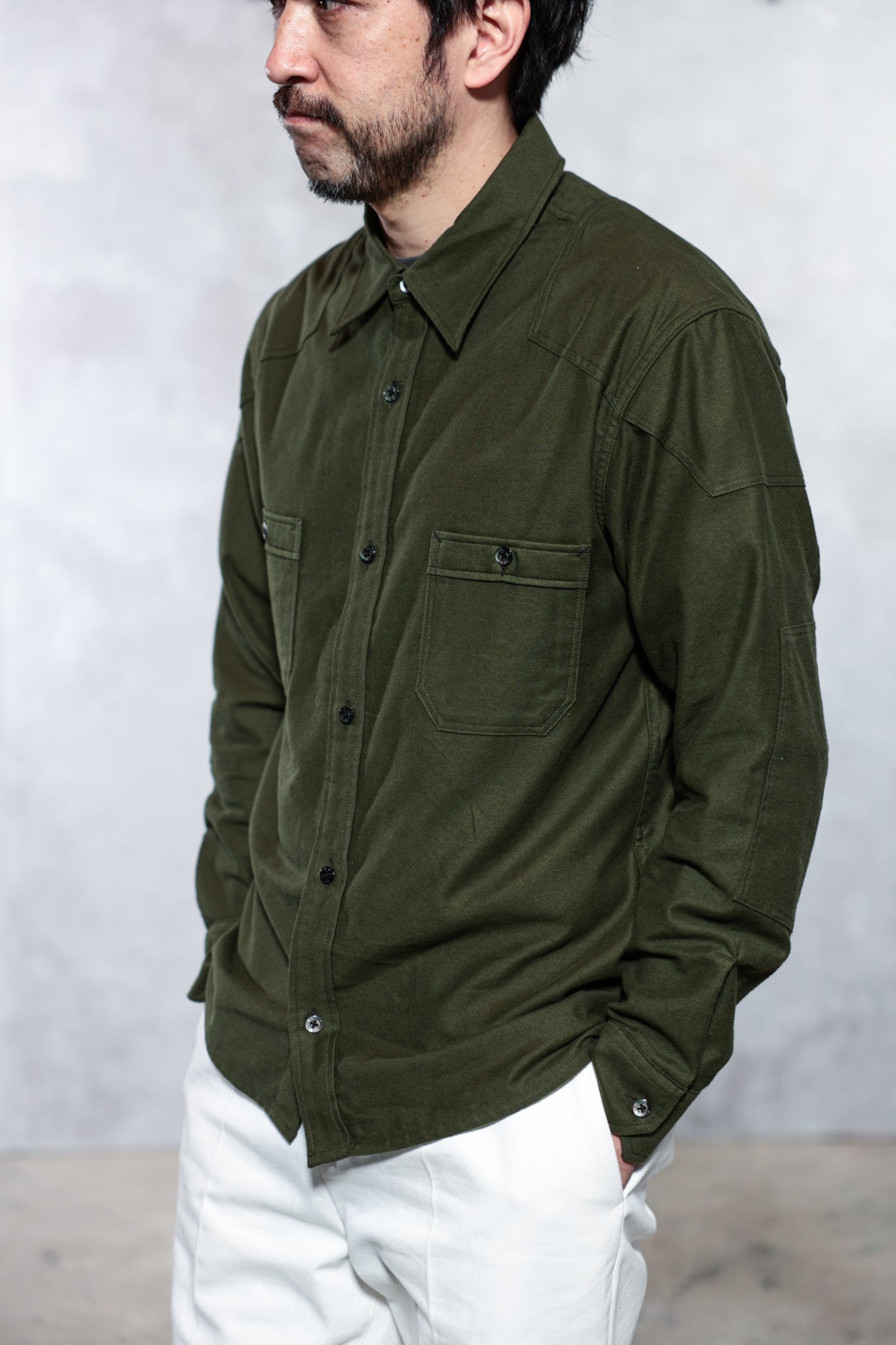 ACV-SH01LM PADDED LIGHT MOLESKIN SHIRT - ARMY GREEN – May club