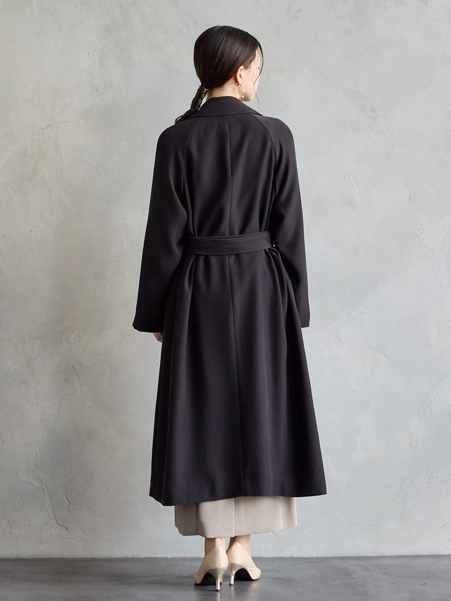 ストレッチダブルクロスラップトレンチコート(M チャコールグレー