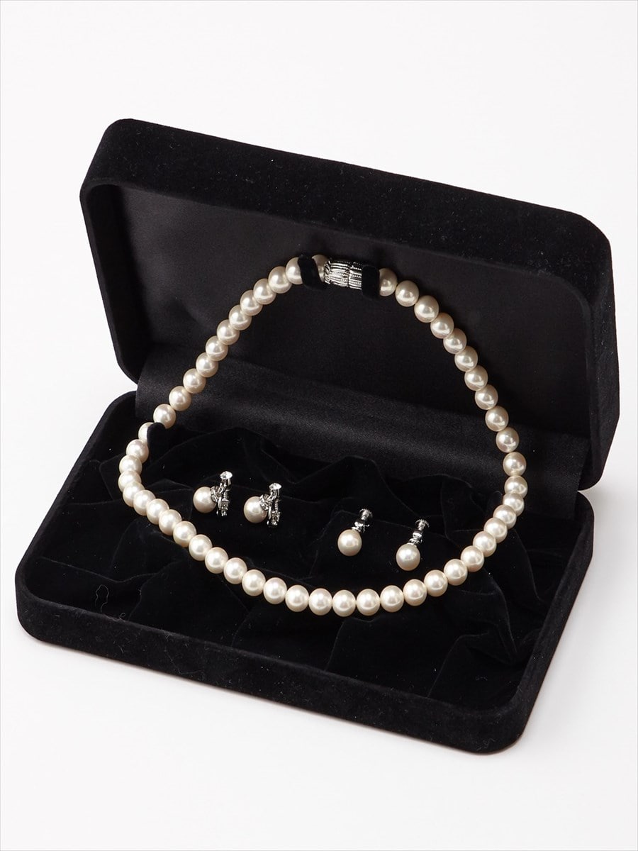 喪服・礼服用】【WEB限定】貝パールネックレス 2種類イヤリングセット