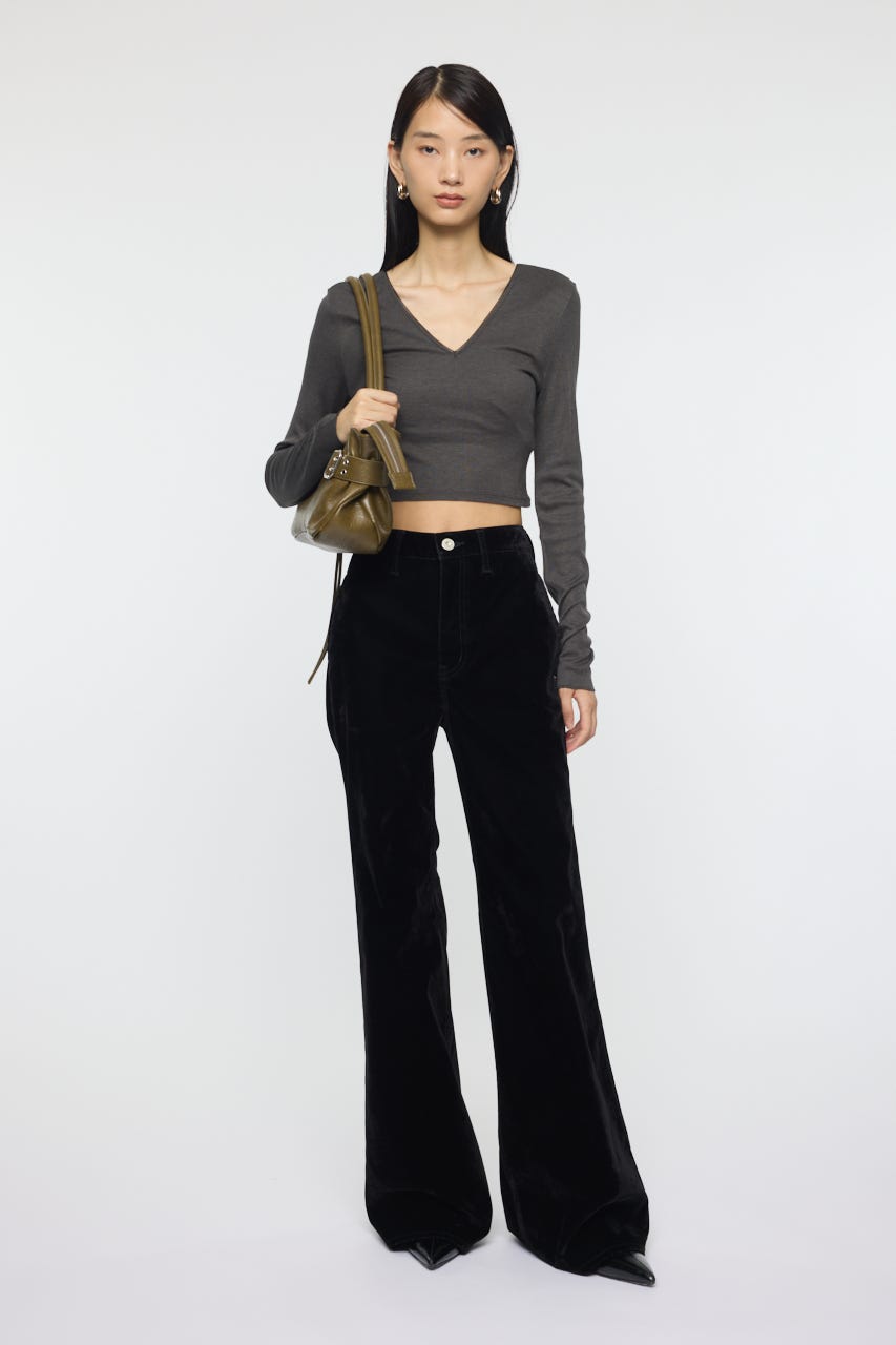 MOUSSY | DEEP V CUP ロングスリーブTEE (Tシャツ・カットソー(長袖