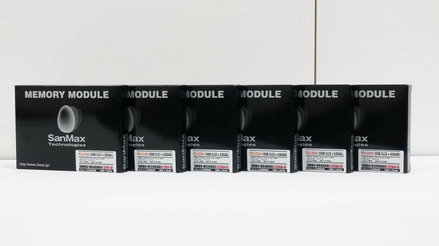 1枚で32GBの大容量や片面16GBなど、サンマックスDDR4 3200MHz対応