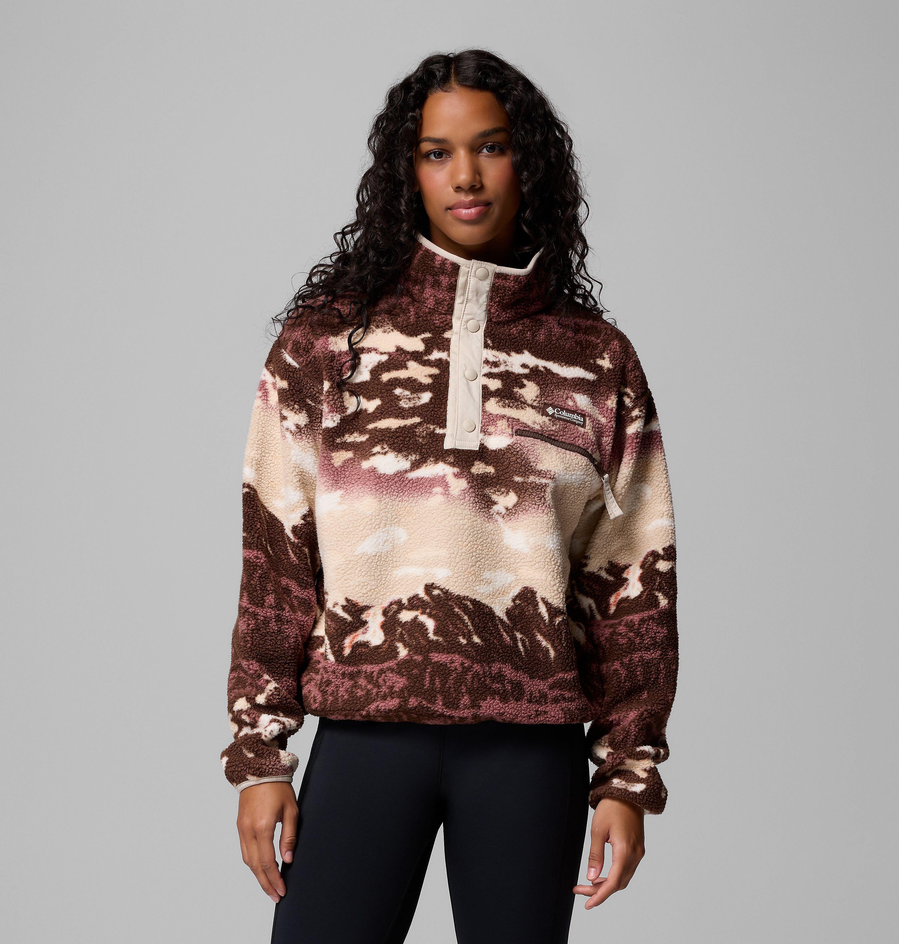 Women's Helvetia II Printed Cropped Half Snap Fleece Pullover