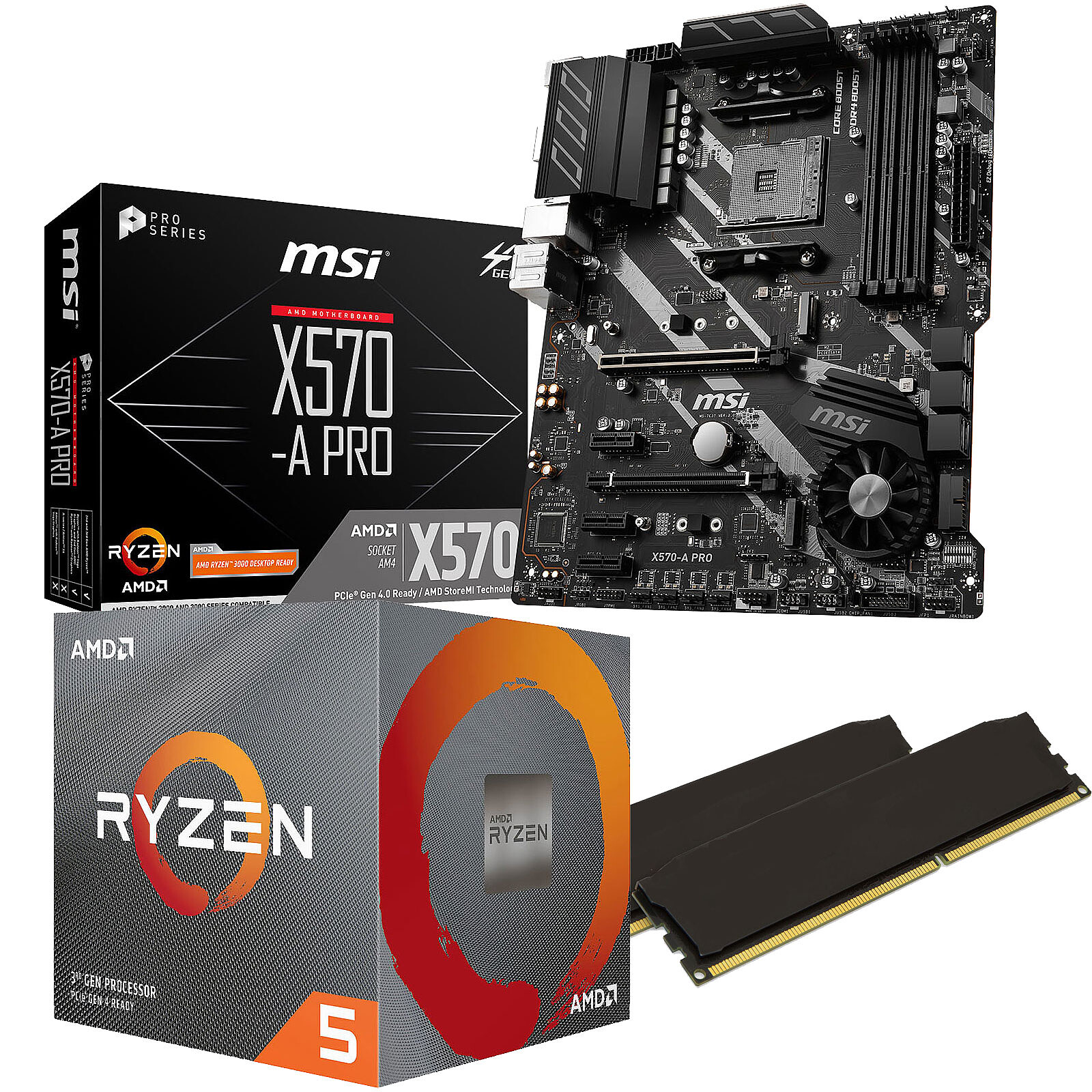 Kit Upgrade PC AMD Ryzen 5 3600 MSI X570-A PRO 16 Go - Kit upgrade