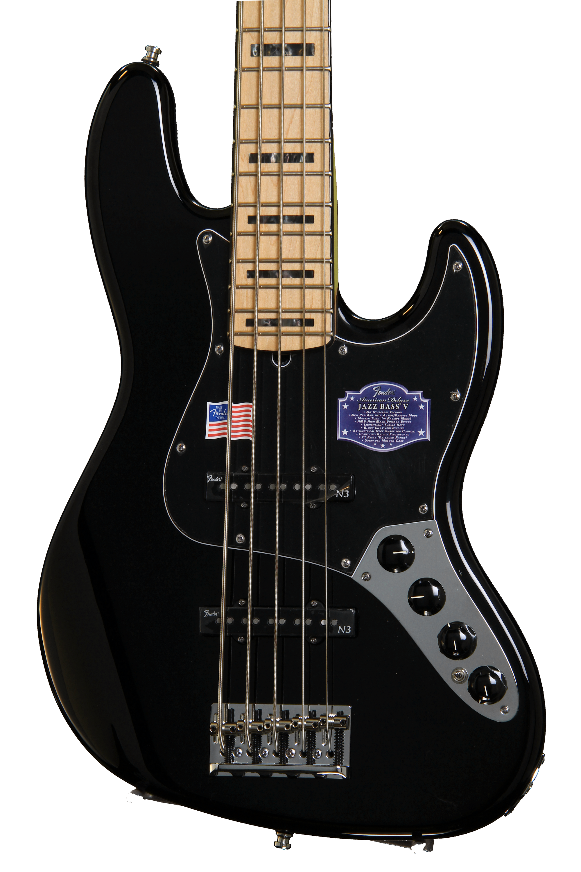 Fender American Deluxe Jazz Bass V - Black | Sweetwater