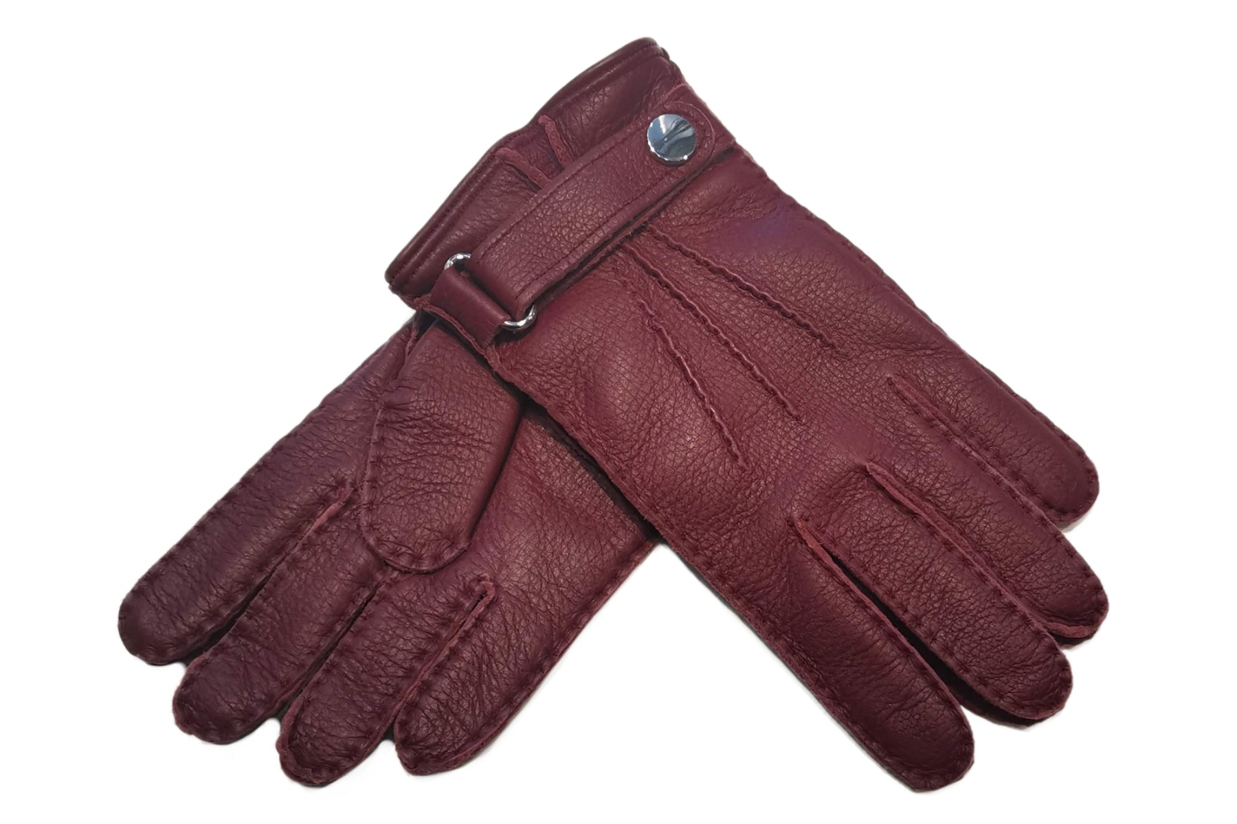 メンズ手袋◇ディアスキン◇ボルドー/BORDEAUX《ベルトタイプ