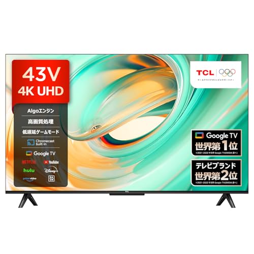 Amazon | TCL テレビ 43V型 4K Google TV 液晶 43V6B Wチューナー内蔵