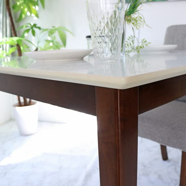 Amazon｜ダイニングテーブル 2人掛け 80cm 白 セラミック風 大理石風