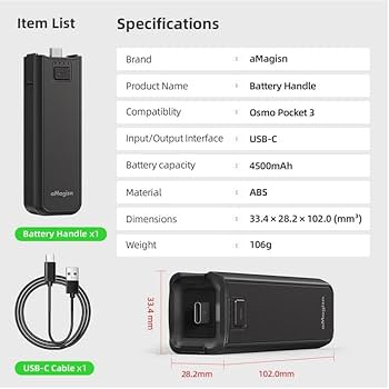 Amazon.co.jp: DJI Osmo pocket 3 用 充電ベース バッテリーハンドル