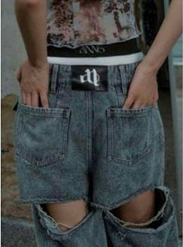 Amazon.co.jp: ANDWANG BACK CUTOUT DENIM PANTS デニム : ファッション