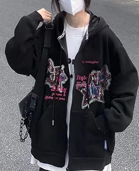 Lafaguw Graphic Hoodies for Women Men Zip Up Star Jackets Fashion