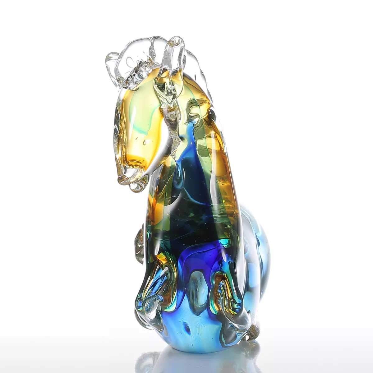 Amazon.co.jp: TBCML 青い幻想的な馬ガラス彫刻家の装飾像現代動物の