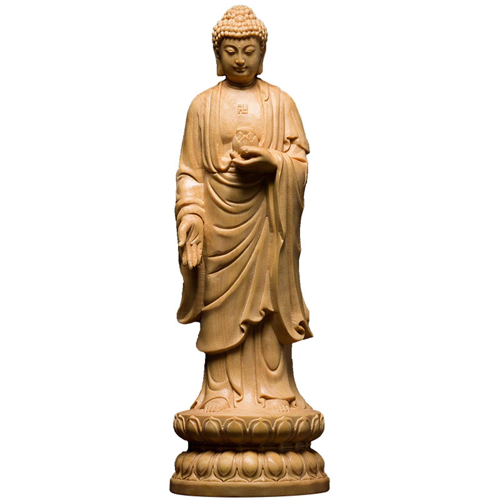 Amazon｜釈迦如来立像 木彫り 釈迦牟尼仏 木製 仏像 仏教 美術品 置物