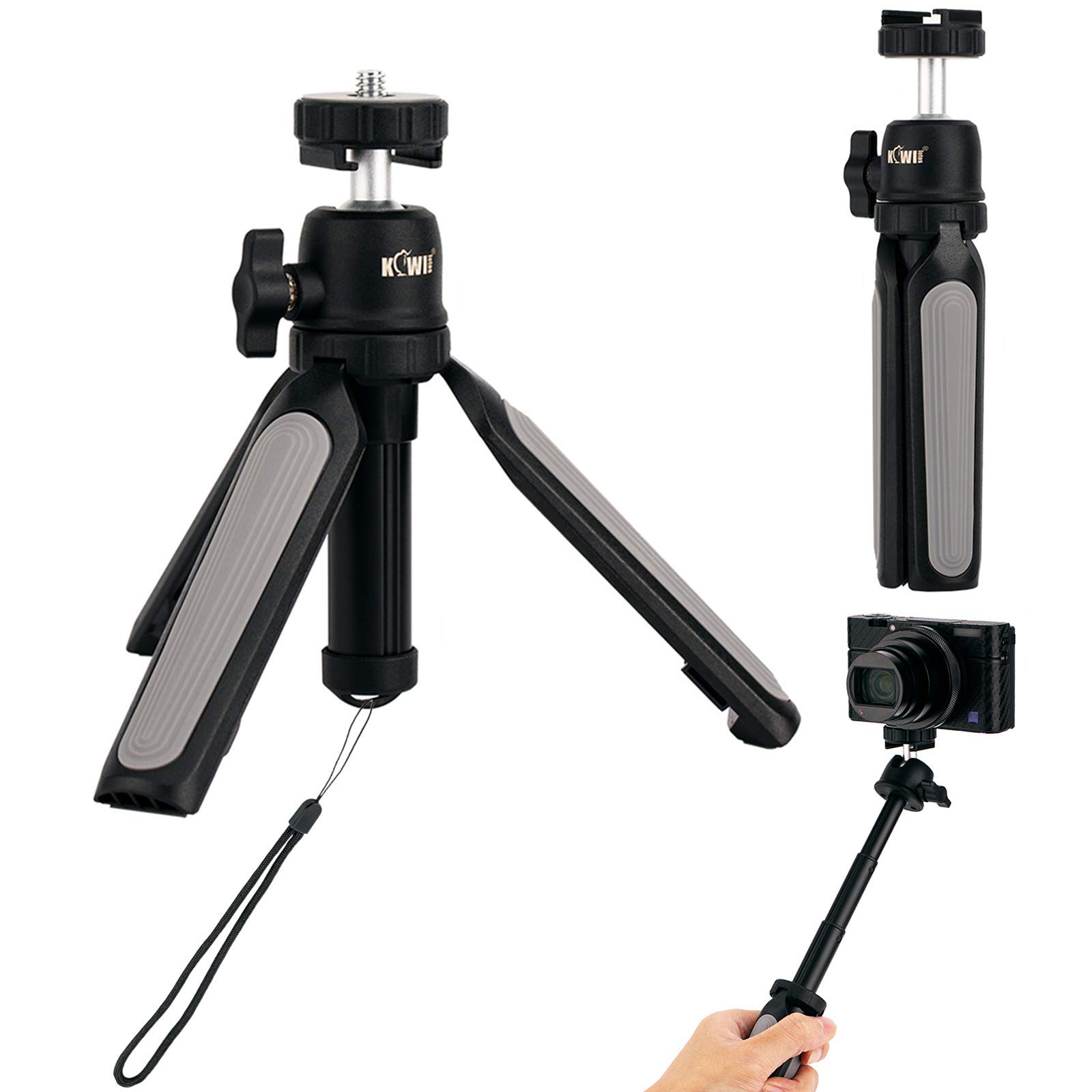 Amazon | KIWIFOTOS 3-in-1 卓上ミニ三脚 自撮り棒 カメラグリップ 三